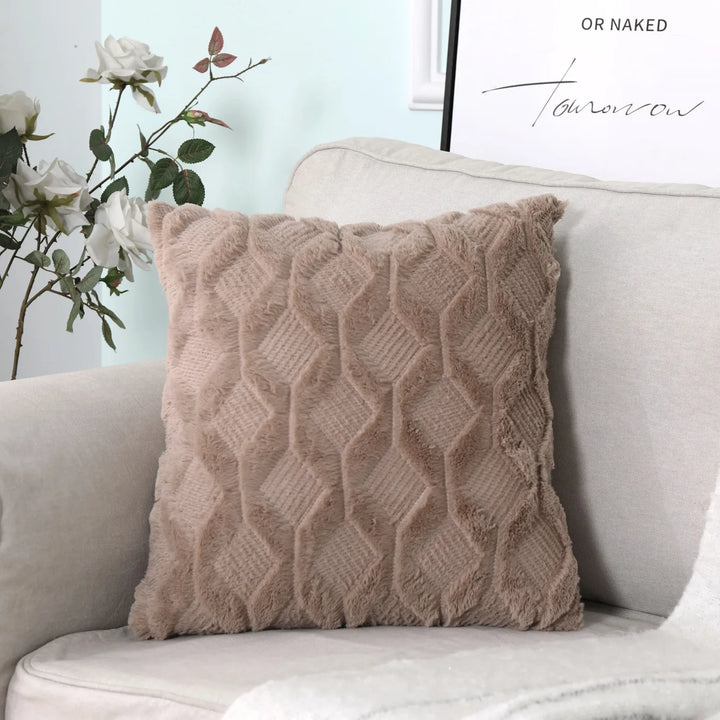 Luxury Faux Wool Embroidered Pillow Cover – Soft Plush Cushion