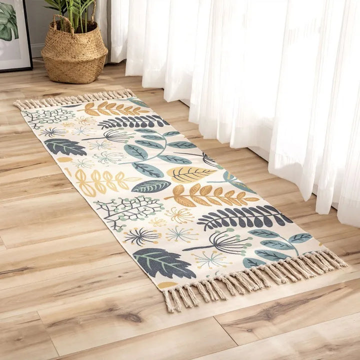 Nordic Moroccan Printed Carpet – Hand-Woven Cotton Rug