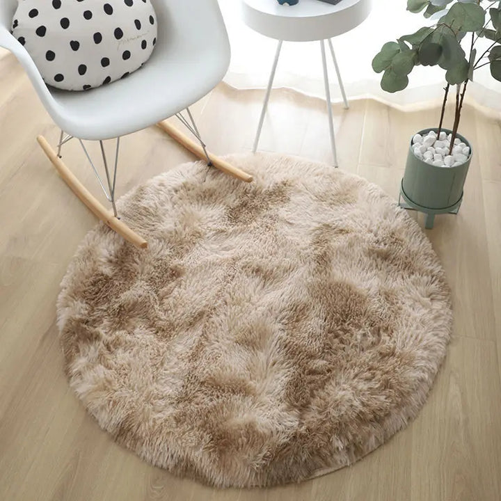 Round Plush Rug – Soft Fluffy Carpet for Living Room & Bedroom