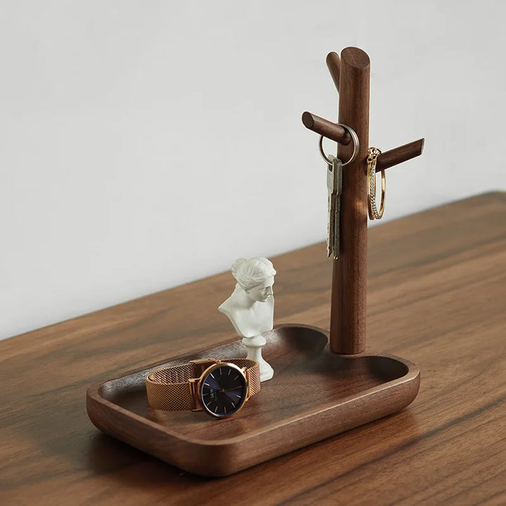 Wooden Key Storage Tray with Tree Design – Entrance Foyer Organizer, Jewelry Holder & Decorative Display Stand