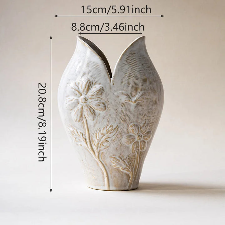 Retro Ceramic Fish Vase – Wabi Sabi Tabletop Centerpiece