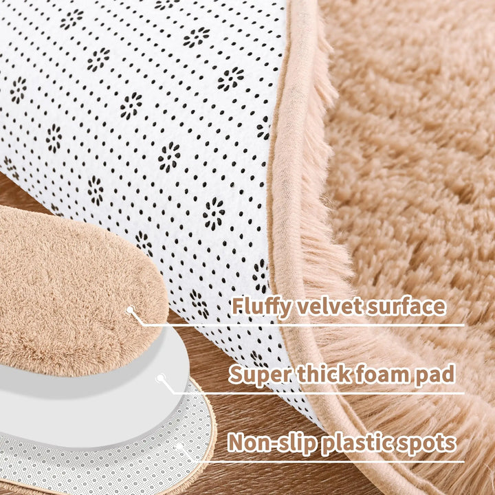 Oval Silky Plush Soft Rug for Modern Living Room