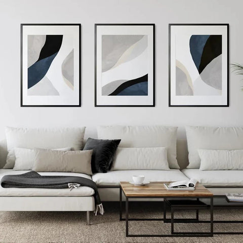 Navy Blue Abstract Canvas Print – Modern Wall Art Decor