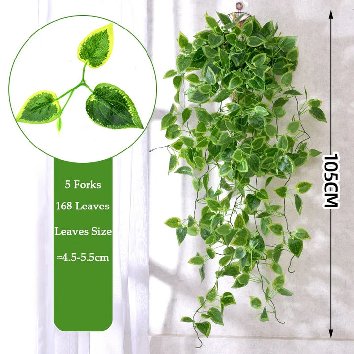 105cm Artificial Ivy Vine – 5 Forks Green Hanging Plant