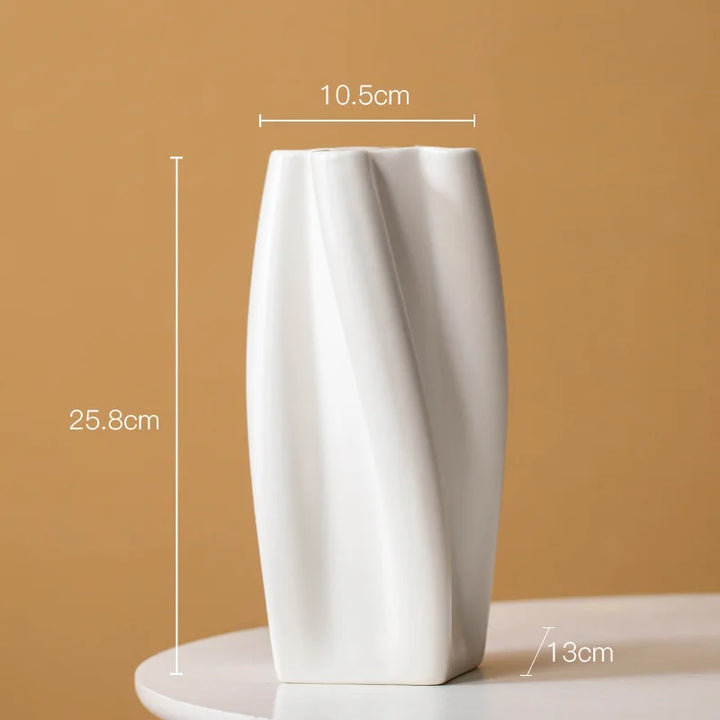 Colorful Curved Ceramic Vase – Modern Table Centerpiece