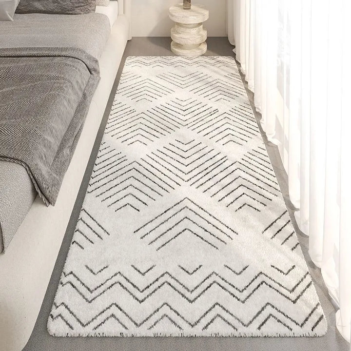 Alfombra suave y geométrica de felpa: antideslizante, imitación cachemira, ideal para sala de estar, dormitorio y habitación infantil.