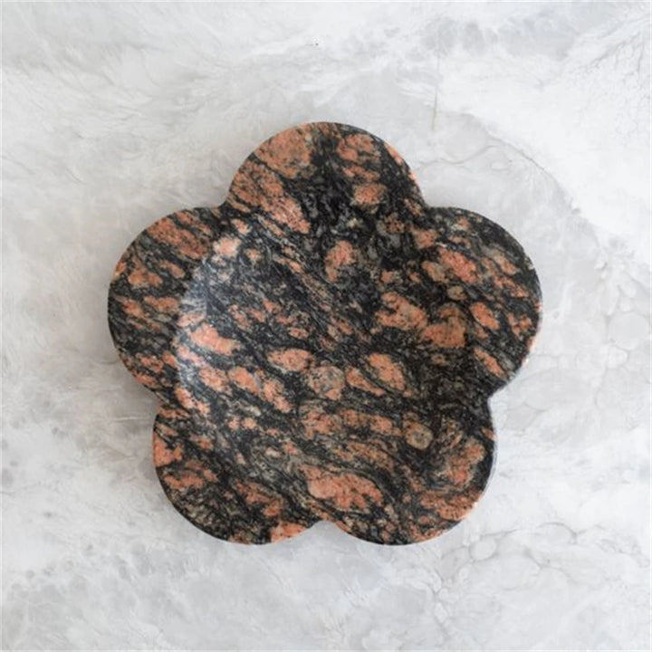 Natural Travertine Marble Tray – Scalloped Luxury Jewelry & Display Plate | Square Stone Organizer for Home & Vanity Decor