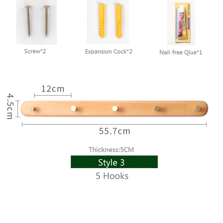 Black Walnut Wall Hook with Brass – Modern Clothes Hanger