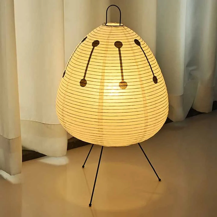 Japanese Rice Paper Table Lamp – Wabi-Sabi Akari Style Bedside & Living Room Lighting Décor