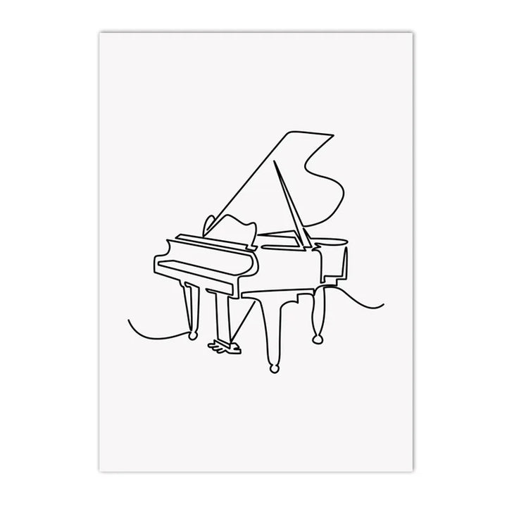 Lienzo abstracto con teclado de piano en blanco y negro: pósteres de pared con partituras nórdicas para decorar el dormitorio y la sala de estar.