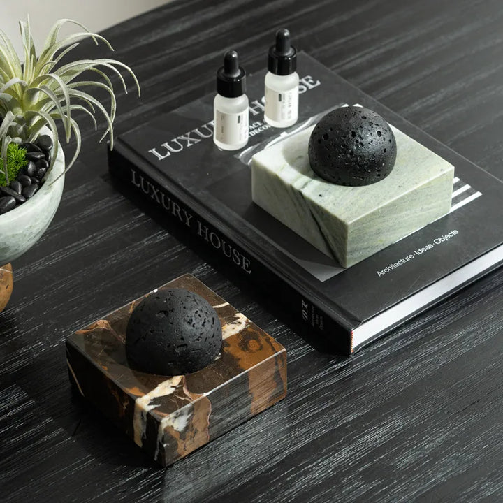 Black Lava Stone Diffuser with Marble Base – Luxury Home SPA