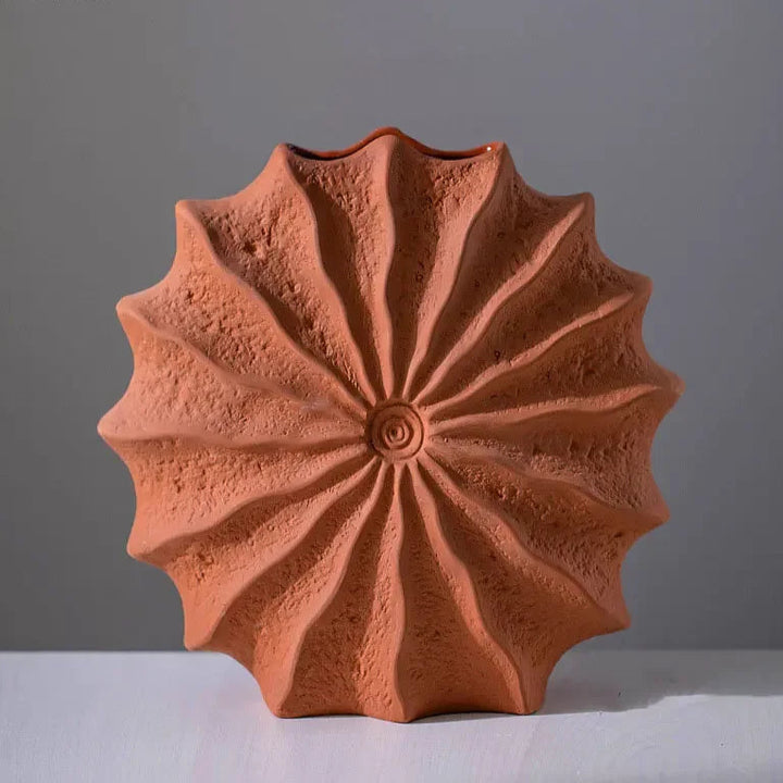 Shell Shaped Ceramic Vase – Minimalist Orange Home Decor