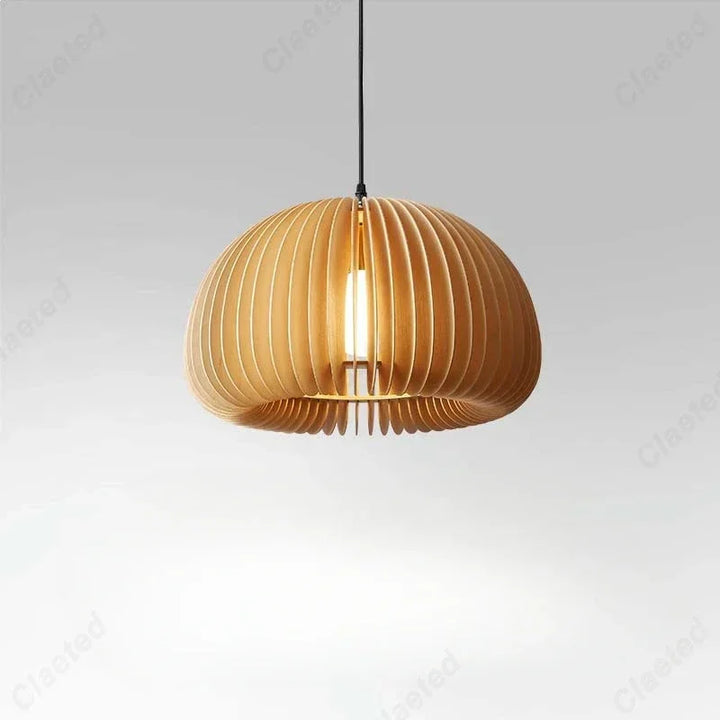Creative Wooden LED Pendant Light – Vintage Modern Ceiling Lamp