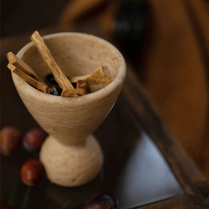 Natural Travertine Marble Incense Burner