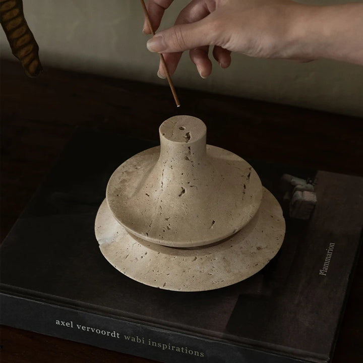 Vintage Travertine & Marble Stick Incense Holder