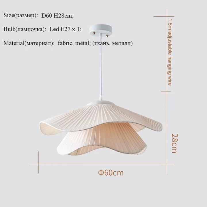 Nordic Fabric Pendant Light – White E27 LED Chandelier