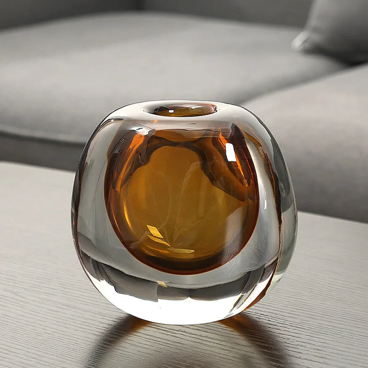 Gradient Glass Vase – Transparent Round Flower Pot Decor