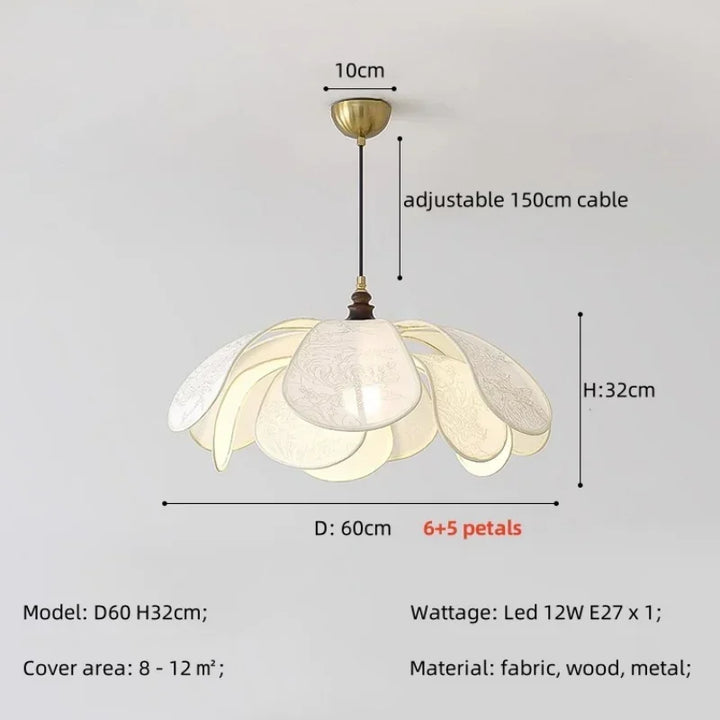 Cream Fabric Pendant Light – Nordic French Retro Chandelier