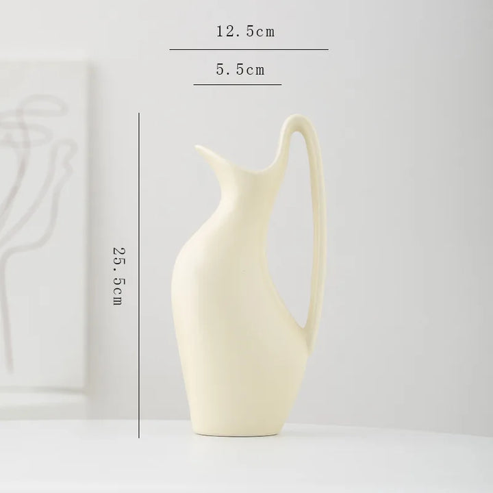 Single Ear Porcelain Vase – Modern Boho Centerpiece