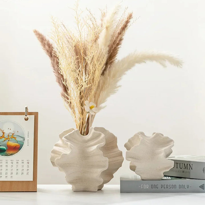 Abstract Ceramic Wrinkle Vase – Modern Decorative Flower Pot