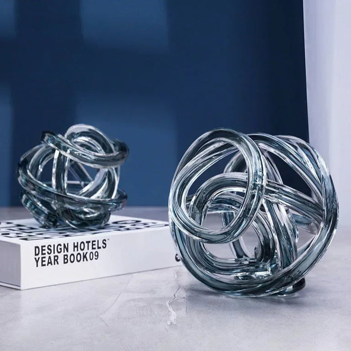 Twisted Glass Chain Sculpture – Modern Transparent Decor