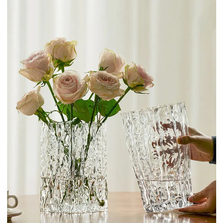 Creative Glacier Glass Vase – Modern Transparent Decor