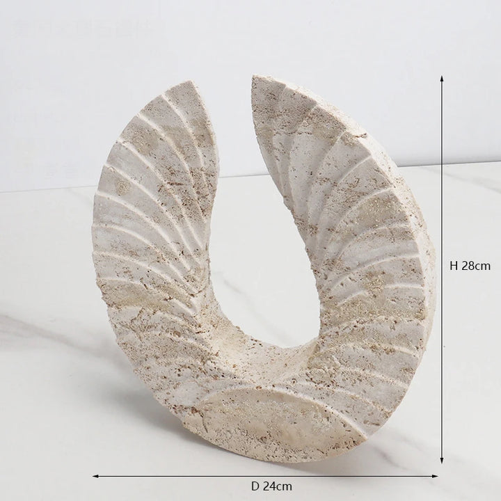 Minimalist Travertine Stone Sculpture – Luxury Natural Marble Ornament for Coffee Table, Shelf, Entryway, or Living Room Decor