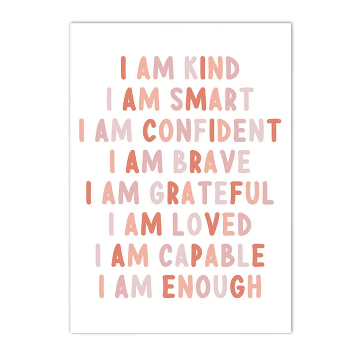Pink Rainbow Quote Canvas Print – Cartoon Nursery Wall Art for Baby Girls | Unframed Nordic Poster Set for Kids Room Decor