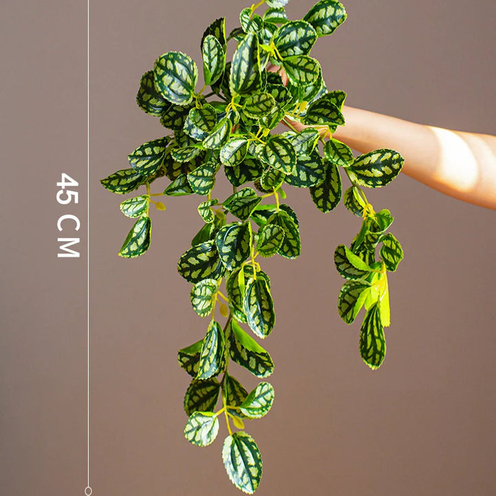 45cm Artificial Hanging Rattan Plant – Faux Begonia Leaf Vine for Wall, Desk & Event Décor