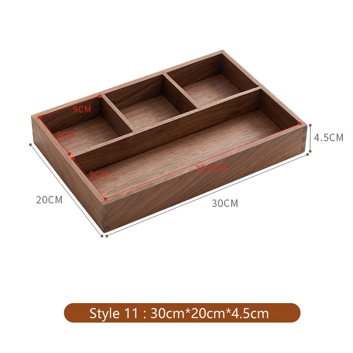Solid Wood Organizer Box – Desk & Coffee Table Storage Tray
