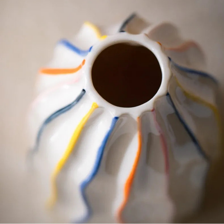 Colorful Stripe Ceramic Vase – Modern Centerpiece Home Decor