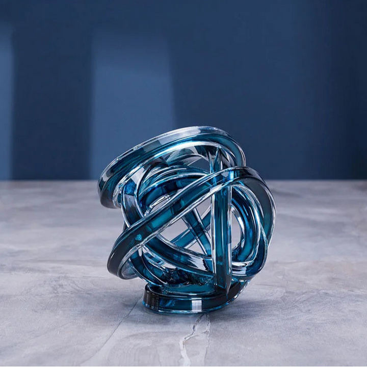 Twisted Glass Chain Sculpture – Modern Transparent Decor
