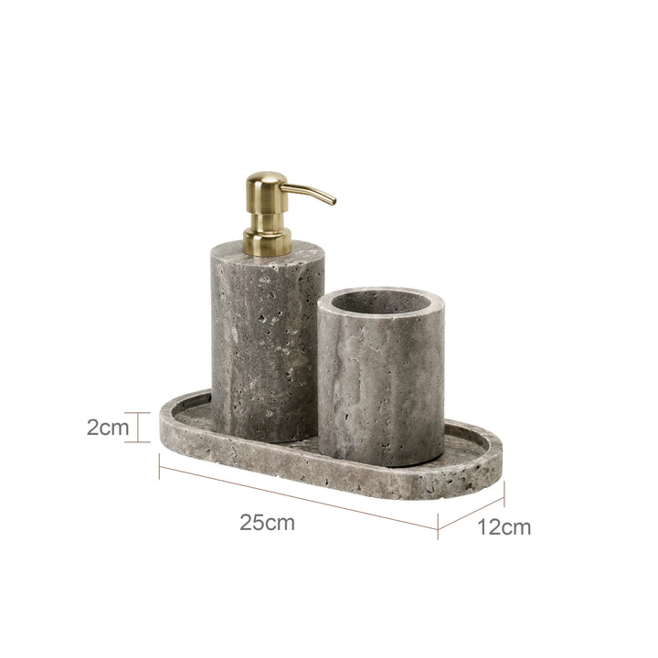 Grigio Travertine Bathroom Set – Natural Marble Accessories