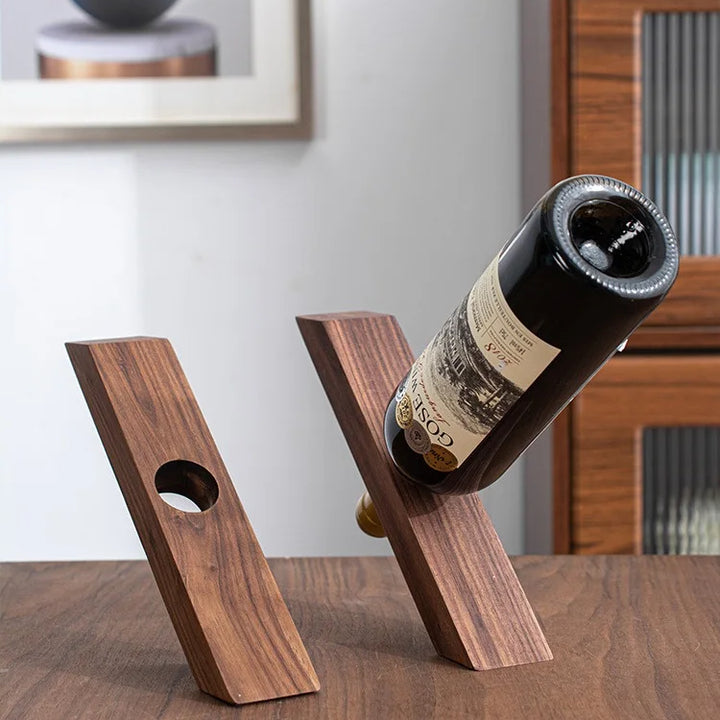 Wooden Slanted Wine Rack – Modern Minimalist Bottle Stand