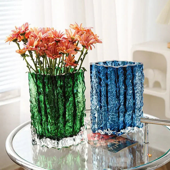 Creative Glacier Glass Vase – Modern Transparent Decor