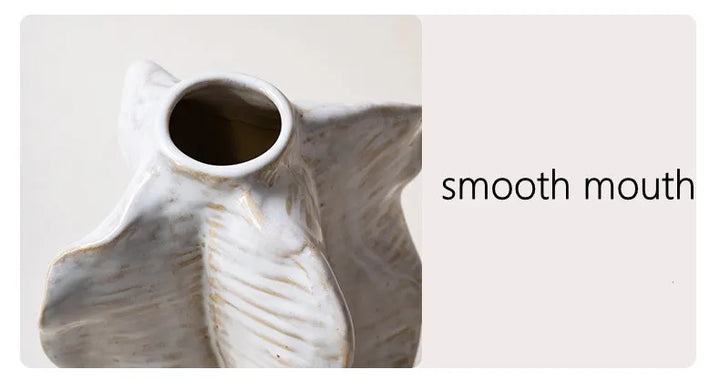 White Ceramic Vase – Modern Wabi Sabi Plant Decor