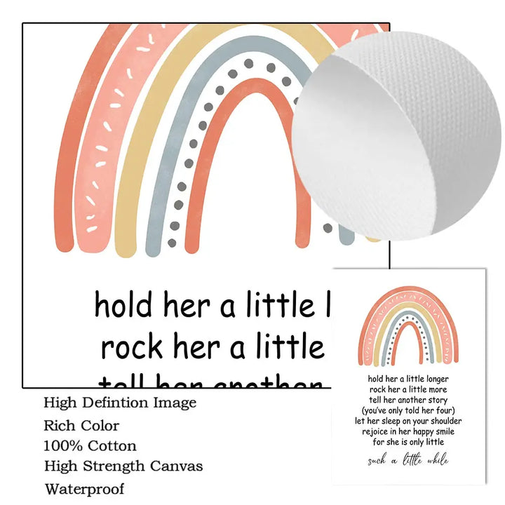 Pink Rainbow Quote Canvas Print – Cartoon Nursery Wall Art for Baby Girls | Unframed Nordic Poster Set for Kids Room Decor