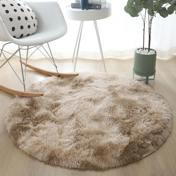 Round Plush Rug – Soft Fluffy Carpet for Living Room & Bedroom