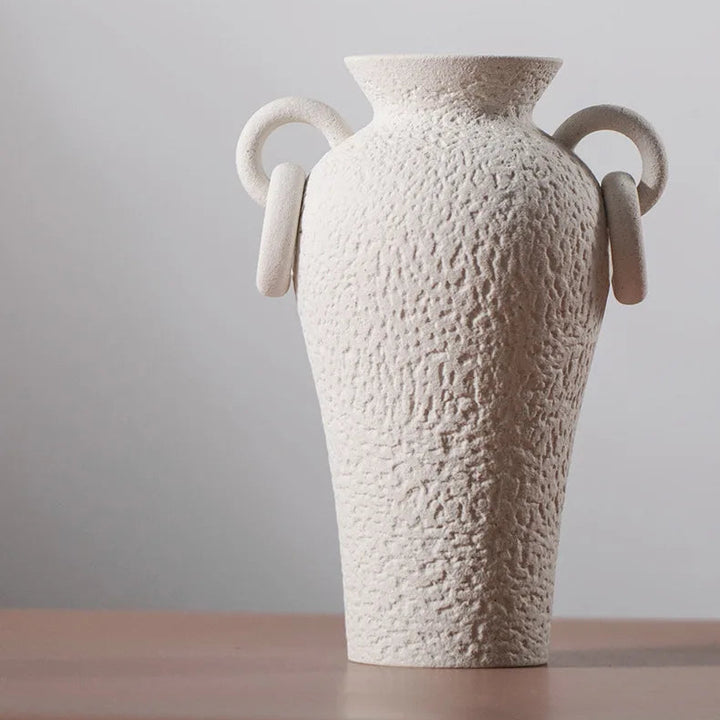 Nordic Ceramic Amphora Vase – Handmade Table Centerpiece