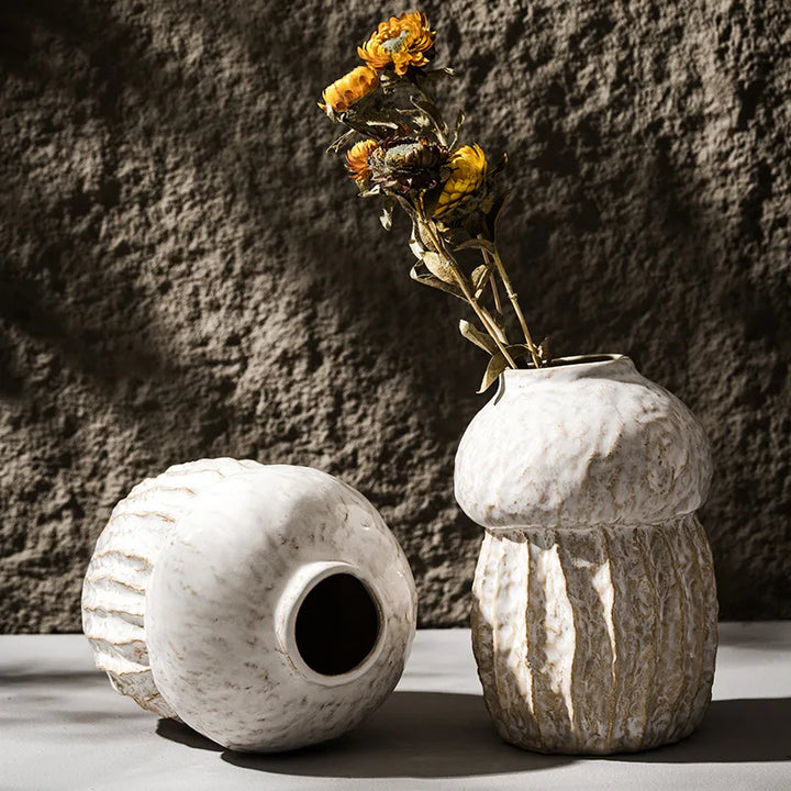 Gourd-Shaped Ceramic Vase – Nordic Boho Table Decor