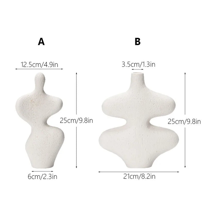 Scandinavian White Ceramic Vase – Minimalist Home & Wedding Decoration for Desk, Bedroom, and Office