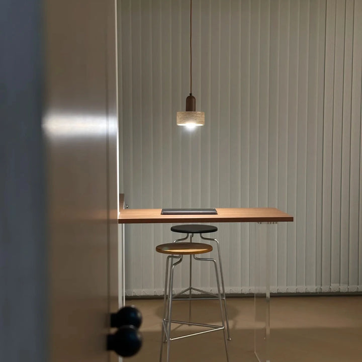 Yellow Travertine Pendant Lamp – Wabi-Sabi Marble Light