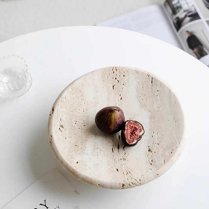 Wabi Sabi Travertine Decorative Tray – Marble Fruit Bowl