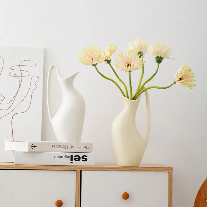 Single Ear Porcelain Vase – Modern Boho Centerpiece