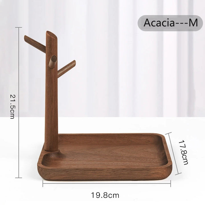 Wooden Key Storage Tray with Tree Design – Entrance Foyer Organizer, Jewelry Holder & Decorative Display Stand