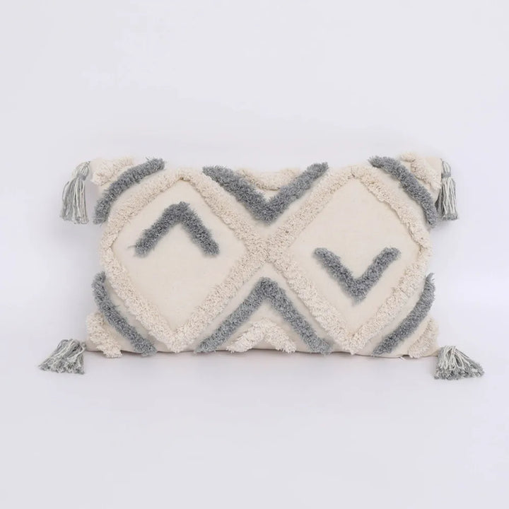 Boho Tassel Cushion Cover – Tufted Moroccan Macrame Pillow