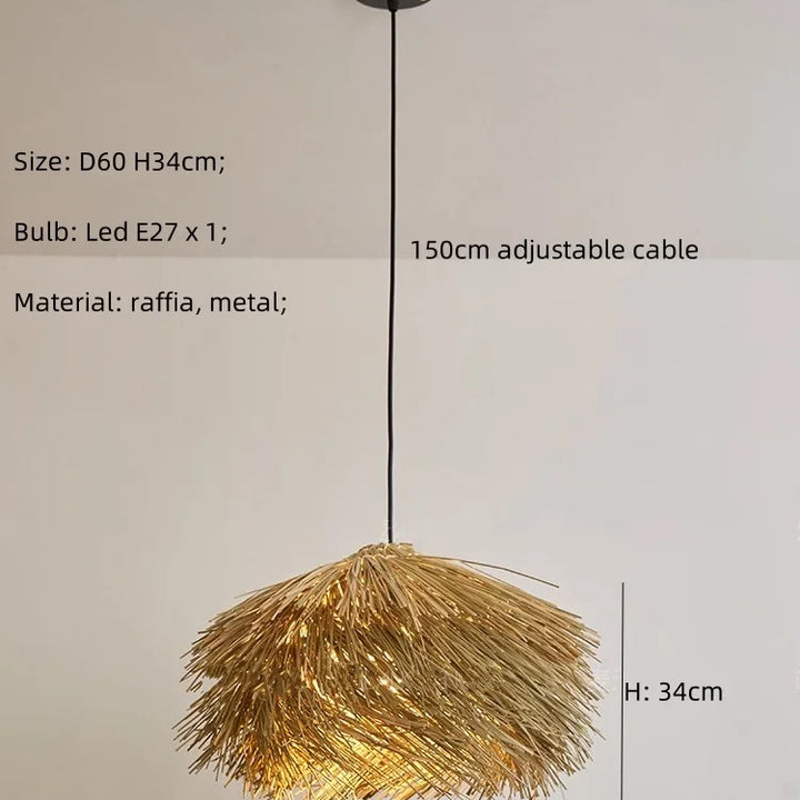 Wabi Sabi Rattan Pendant Light – Nordic LED Chandelier