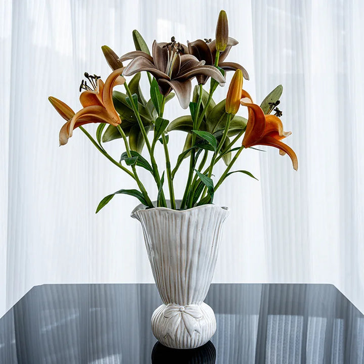 Handmade Nordic Ceramic Vase – Modern Tabletop Centerpiece for Living Room and Console Decoration