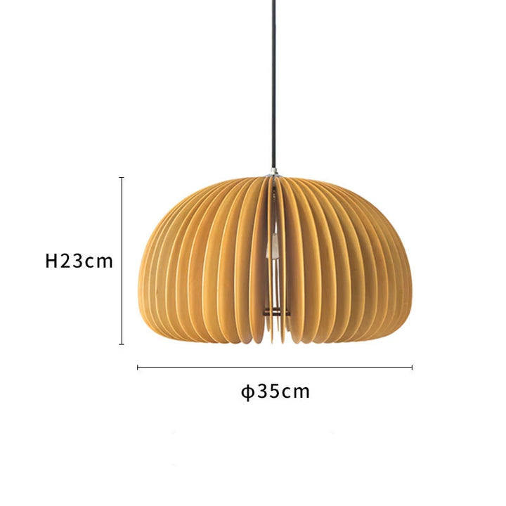 Modern Wooden Pendant Light – Japanese Style Pumpkin Chandelier for Bedroom, Restaurant, Hotel or Living Room Decor