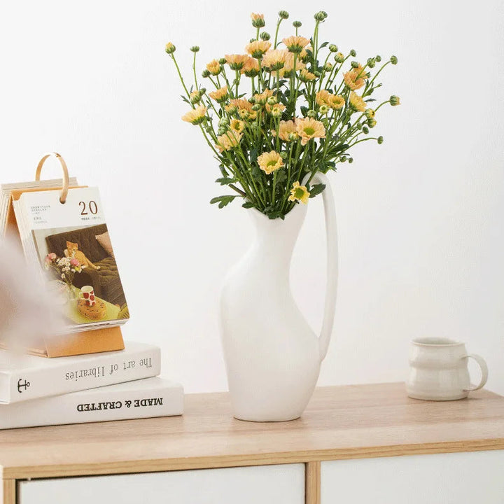 Single Ear Porcelain Vase – Modern Boho Centerpiece